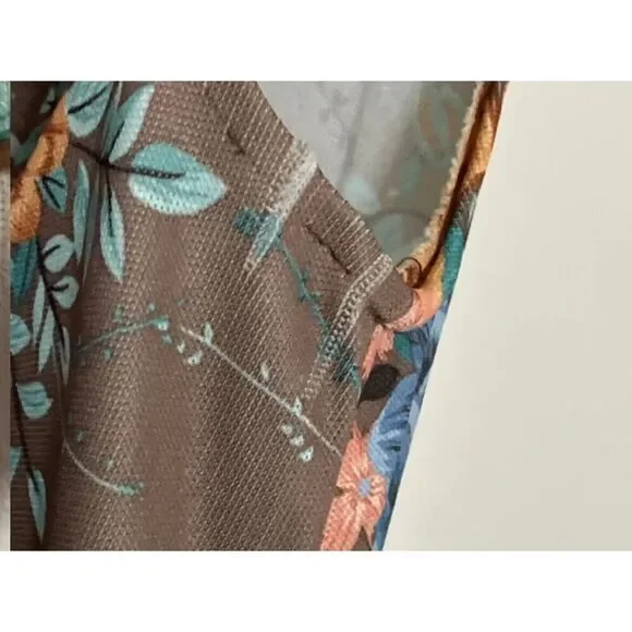 Vintage 1970s Sears Dress Cardigan Taupe Floral 2 Piece Set Maxi US Size 10 - Picture 16 of 16